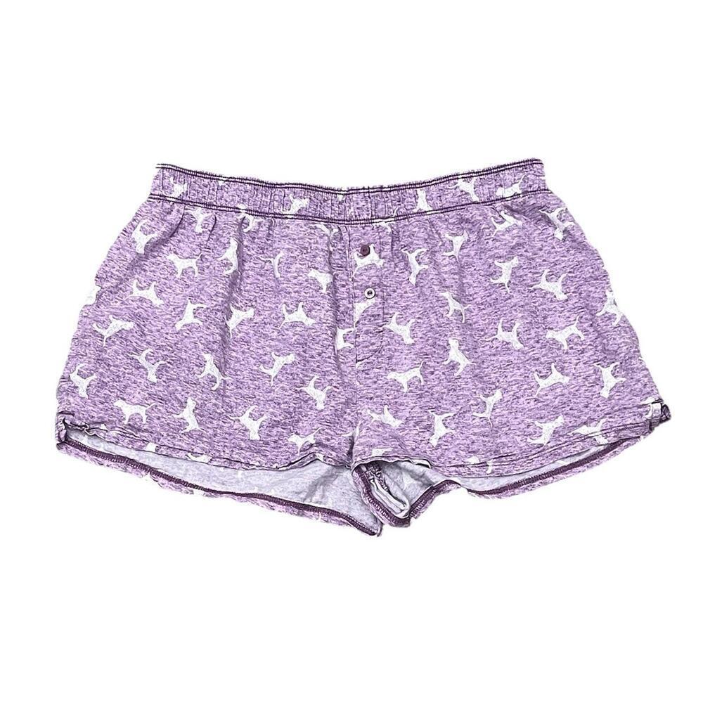 PINK Victoria’s Secret Pajama Shorts Small Purple Dog Print Low Rise Flip Waist - Picture 2 of 7